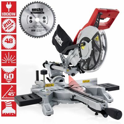 Hecht 828 Scie à onglet 1800 W Mini Scie circulaire avec laser 4900tr par min 11,2kg