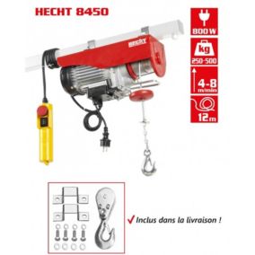 Hecht 8450 Treuil électrique Capacité jusqu a 500kg hauteur de levage 6 a 12m 800 watts