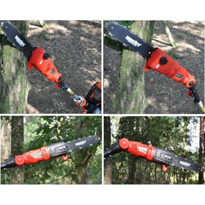 Hecht 971 W Scie a ébrancher Tronçonneuse avec manche télescopique 2,80m et tête de coupe rotative