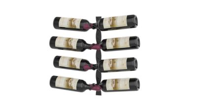 Helix Double support à bouteilles de vin noir mural standard 8 bouteilles