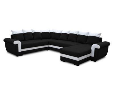 Henry - canapé panoramique d'angle réversible - 7 places - convertible avec coffre - en tissu et PU - Best Mobilier