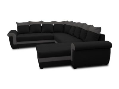 Henry - canapé panoramique d'angle réversible - 7 places - convertible avec coffre - en tissu et PU - Best Mobilier