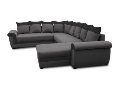 Henry - canapé panoramique d'angle réversible - 7 places - convertible avec coffre - en tissu et PU - Best Mobilier
