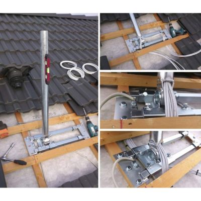 HERKULES S481300 Support Charpente Robuste Galvanisé à Chaud Montage Toit antenne parabole HDSAT