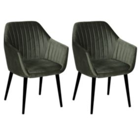 HETA - Lot de 2 Fauteuils Verts Piètement Noir