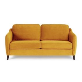 HEXAGONE Canapé Convertible 3 places - Velours ocre - Couchage express - 182 x 85 x 97 cm - CLYDE