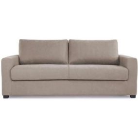 HEXAGONE Canapé droit convertible 3 places MAXIME - Tissu Beige - Couchage express - 194 x 96 x 83