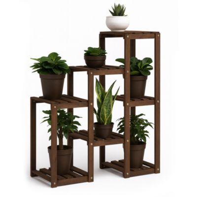 Hinoki - Étagère à Plantes Jardinière 80x82x25 cm Porte-Pots Intérieur 7 Niveaux en Bois de Sapin