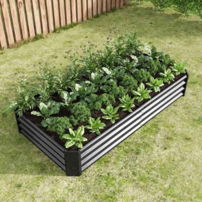 Hochbeet 180x91x30 cm en métal noir sans fond pour jardin