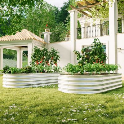 Hochbeet surélevé 182,9x91,5x30,5 cm en métal galvanisé argent (lot de 2)