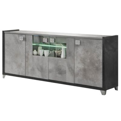 HOFFMAN - Ensemble Buffet 4P + Table de Repas à 4 Pieds