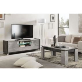 HOFFMAN - Ensemble Meuble TV 160cm + Table Basse à 4 Pieds