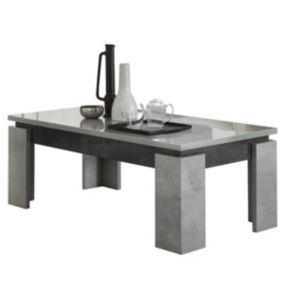 HOFFMAN - Table Basse à 4 Pieds Gris Aspect Pierre