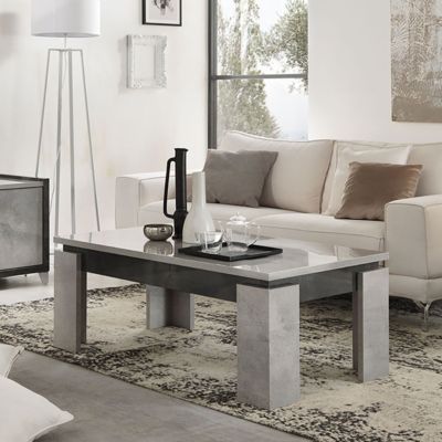 HOFFMAN - Table Basse à 4 Pieds Gris Aspect Pierre