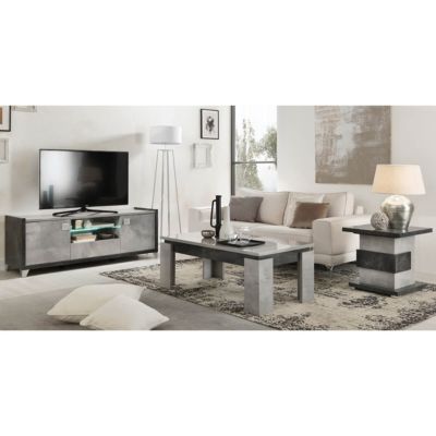 HOFFMAN - Table Basse à 4 Pieds Gris Aspect Pierre