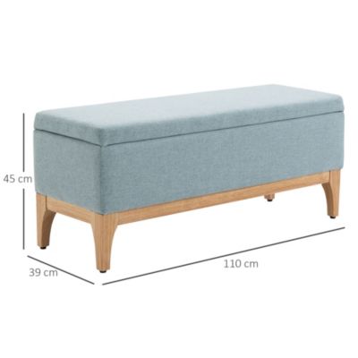 HOMCOM Banquette coffre de rangement 2 en 1 style scandinave dim. 110L x 39l x 45H cm tissu vert d'eau