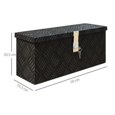 HOMCOM Boite de rangement - boîte à outils en aluminium - caisse à outil alu. verrouillage clé dim. 50L x 15,5l x 20,5H cm