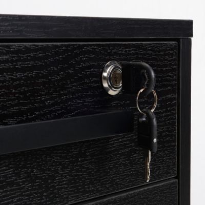 HOMCOM Caisson de bureau rangement bureau sur roulettes 3 tiroirs 1 verrouillable 1 trieur à dossiers MDF panneaux particules noir