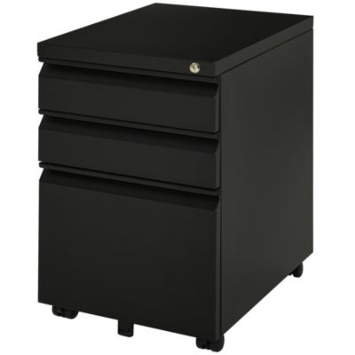 HOMCOM Caisson de Bureau Rangement Bureau sur Roulettes 3 Tiroirs Verrouillables 39l x 48P x 60H cm noir