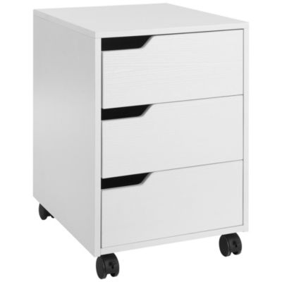 HOMCOM Caisson de bureau rangement sur roulettes 3 tiroirs verrouillables 40 x 50 x 57,5 cm MDF blanc