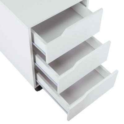 HOMCOM Caisson de bureau rangement sur roulettes 3 tiroirs verrouillables 40 x 50 x 57,5 cm MDF blanc