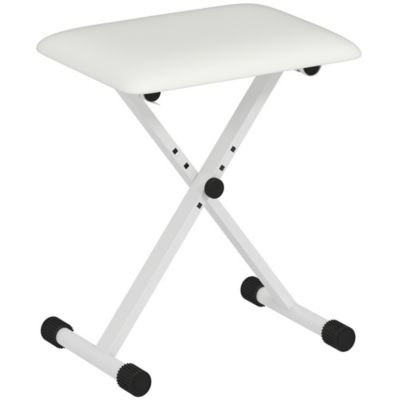 HOMCOM Tabouret banquette réglable pliable pour piano et clavier acier revêtement synthétique blanc