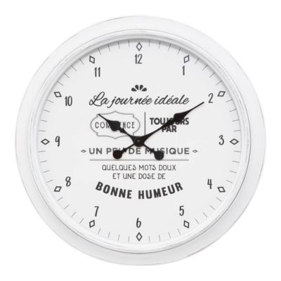 Horloge "Citation" - noir & blanc D60 cm - Blanc- Atmosphera