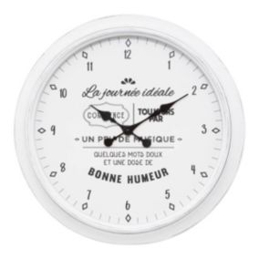 Horloge "Citation" - noir & blanc D60 cm - Blanc- Atmosphera
