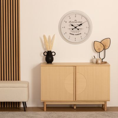 Horloge "Citation" - noir & blanc D60 cm - Blanc- Atmosphera