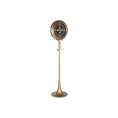 Horloge de sol en métal et cristal 45x40x178, porte-manteau doré