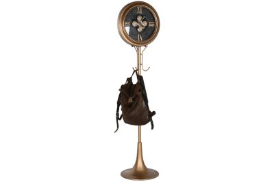 Horloge de sol en métal et cristal 45x40x178, porte-manteau doré