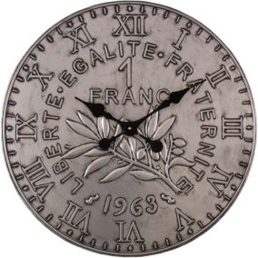 Horloge en fer pièce de monnaie 60 cm 1 franc  Argent