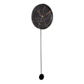 Horloge en polyrésine imitation marbre Pendule Noir
