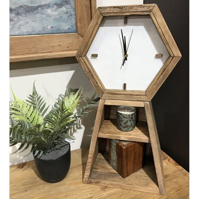 Horloge excentrique murale 2 niches H 60 cm bois - CHALET