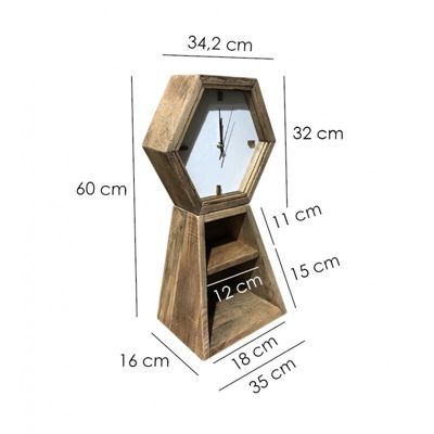 Horloge excentrique murale 2 niches H 60 cm bois - CHALET