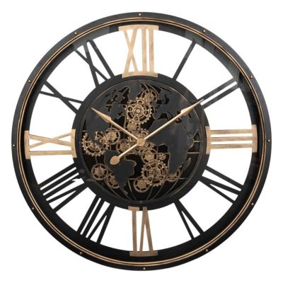 Horloge mécanique Clark métal noir D110cm - Atmosphera