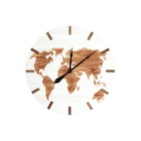 Horloge mappemonde en bois 74 x 74