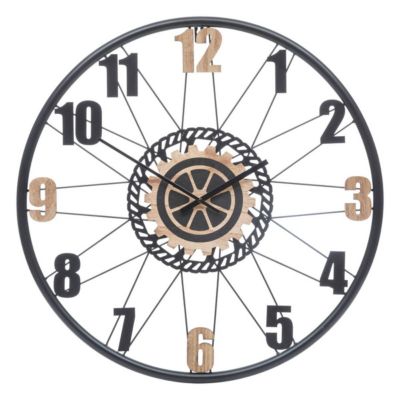 Horloge Mohan en bois & métal D65cm - Atmosphera