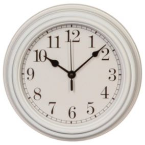 Horloge à moulures - verre et fer - D22 cm - Blanc- Atmosphera