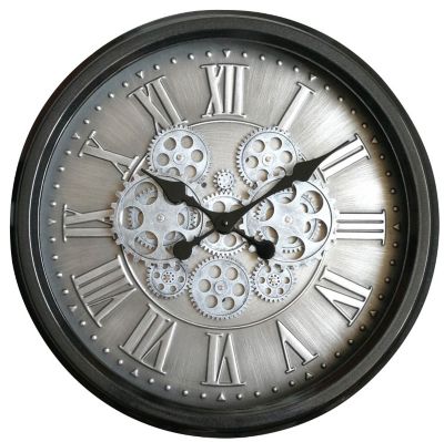 Horloge murale avec mécanisme apparent argent Ø52.5cm