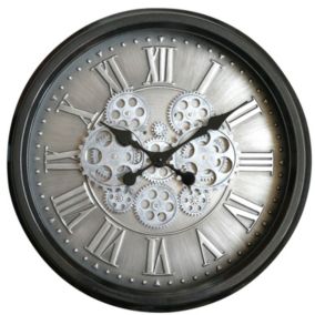 Horloge murale avec mécanisme apparent argent Ø52.5cm