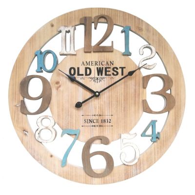 Horloge Murale Bois Bleu Blanc Design Urban 50x50x4,5