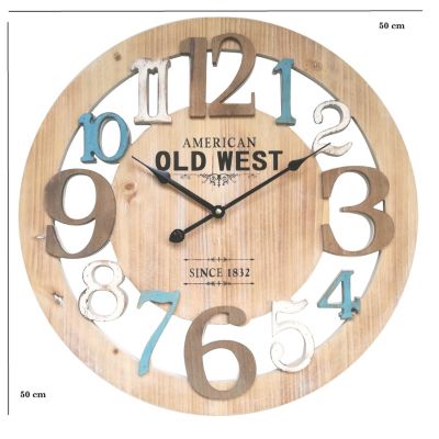 Horloge Murale Bois Bleu Blanc Design Urban 50x50x4,5