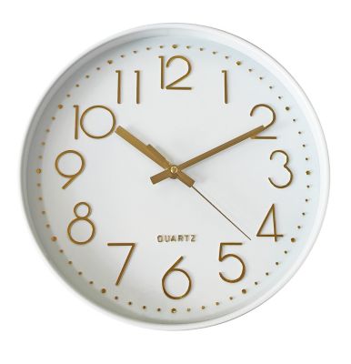 Horloge murale color block blanc et or ⌀30,5cm Emdedesign