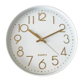Horloge murale color block blanc et or ⌀30,5cm Emdedesign