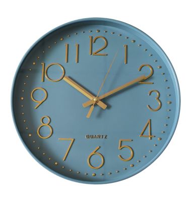 Horloge murale color block bleu océan Ø30,5cm Emdedesign
