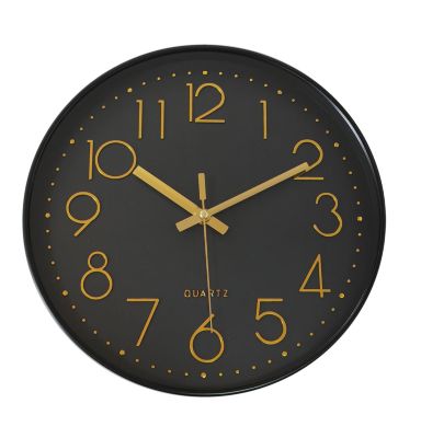 Horloge murale color block noir et or ⌀30,5cm Emdedesign