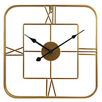Horloge murale dorée carrée 38 x 38 cm