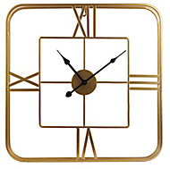 Horloge murale dorée carrée 48 x 48 cm