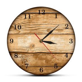 Horloge murale, en bois, silencieuse sans tic-tac, diamètre 33 cm, design, pour salon, chambre et cuisine